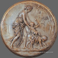Indoor Decoration Bronze Child And Mother Wall Relief Sculpture